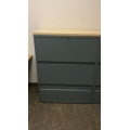 Teknion Grey 3 Drawer Lateral File, Dual Binder Deep